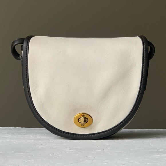Parchment/Navy Nautical Mini Bag (6825) | Vintage Coach Crossbody Shoulder Purse - Picture 2 of 15